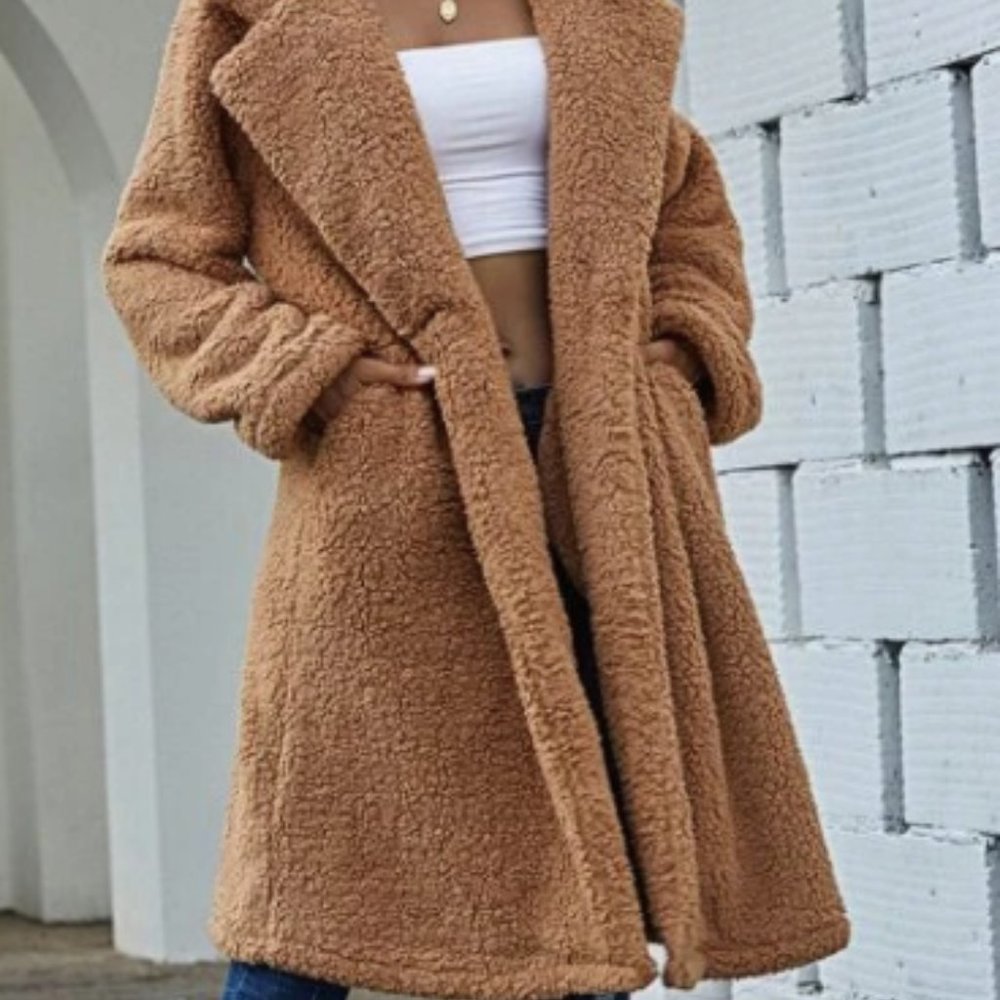 New - Never Worn - Camel Teddy Coat